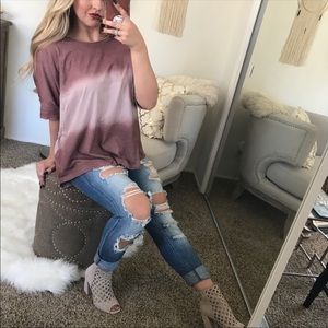 Mauve dip dye cotton tee